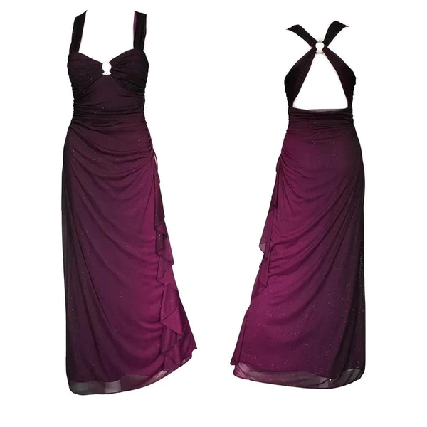 Charming Straps Ombre Grape Backless Long Chiffon Formal Prom Dresses Formal Evening Dresses Secondary image