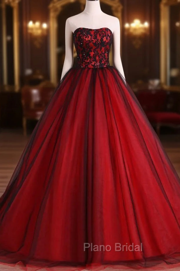 Charming Sweetheart Red and Black Gown, Sweet 16 Dresses, Formal Dresses Secondary image