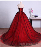 Charming Sweetheart Red and Black Gown, Sweet 16 Dresses, Formal Dresses