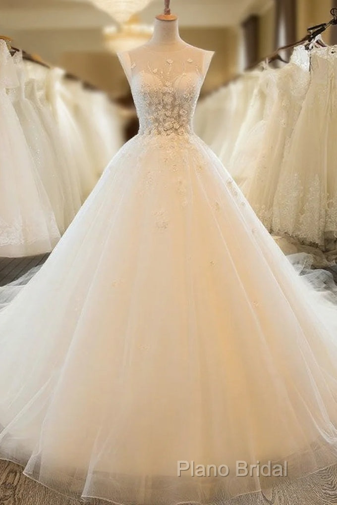 Charming Tulle Wedding Dresses, Sexy Ball Gown Wedding Dresses, Scoop Neckline Bridal Dresses Formal Prom Dresses Main image