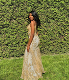 Charming V Neck Lace Mermaid Formal Prom Dresses Long Formal Evening Dresses