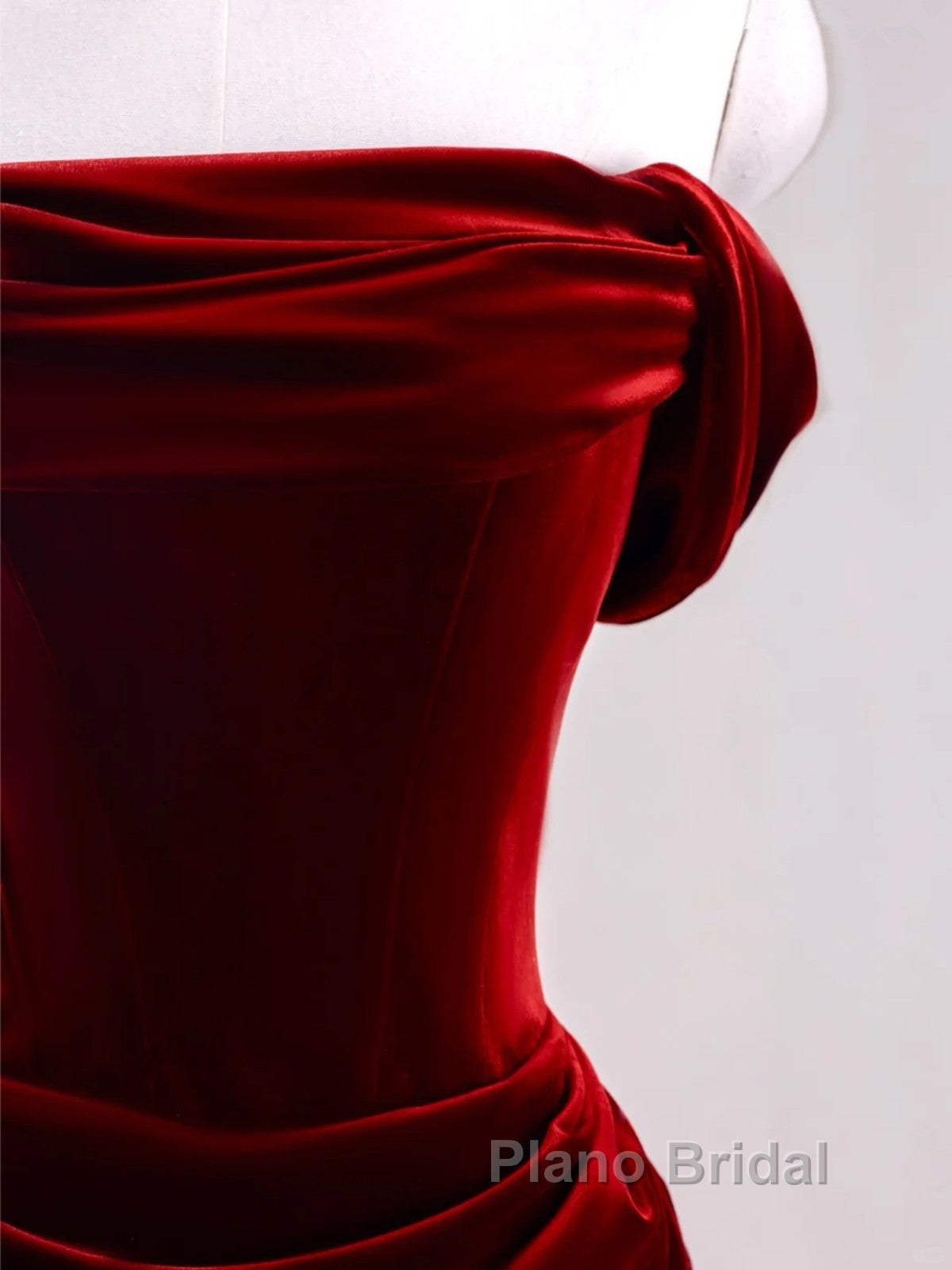 Charming Wine Red Mermaid Off Shoulder Velvet Formal Dresses, Wine Red Long Formal Prom Dresses