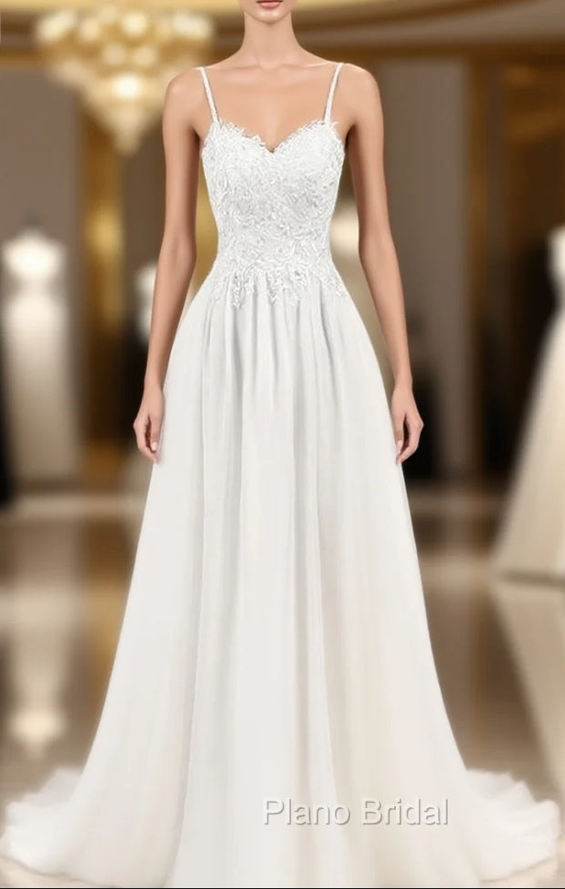 Cheap Bride Marry Dresses White Chiffon Embroidery Wedding Dresses Main image
