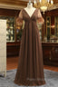 Cheap Brown Mother Of The Bride Dresses A-line V-neck Chiffon