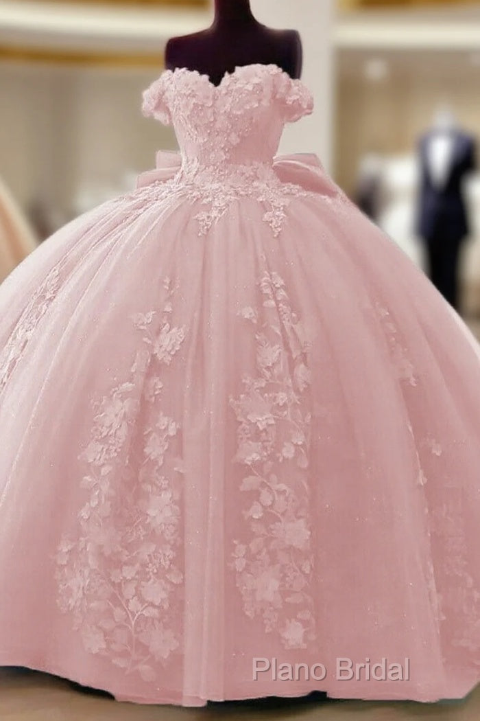 Cheap Pink Quinceanera Dresses Applique Off Shoulder Sweet 16 Ball Gowns Main image