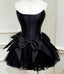 Chic A Line Black Strapless Short Homecoming Dresses Satin Party Dresses