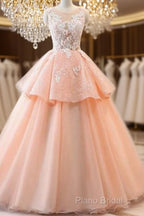 Chic A-Line Scoop Long Formal Prom Dresses Lace Formal Prom Dresses Ball Gowns Formal Dresses