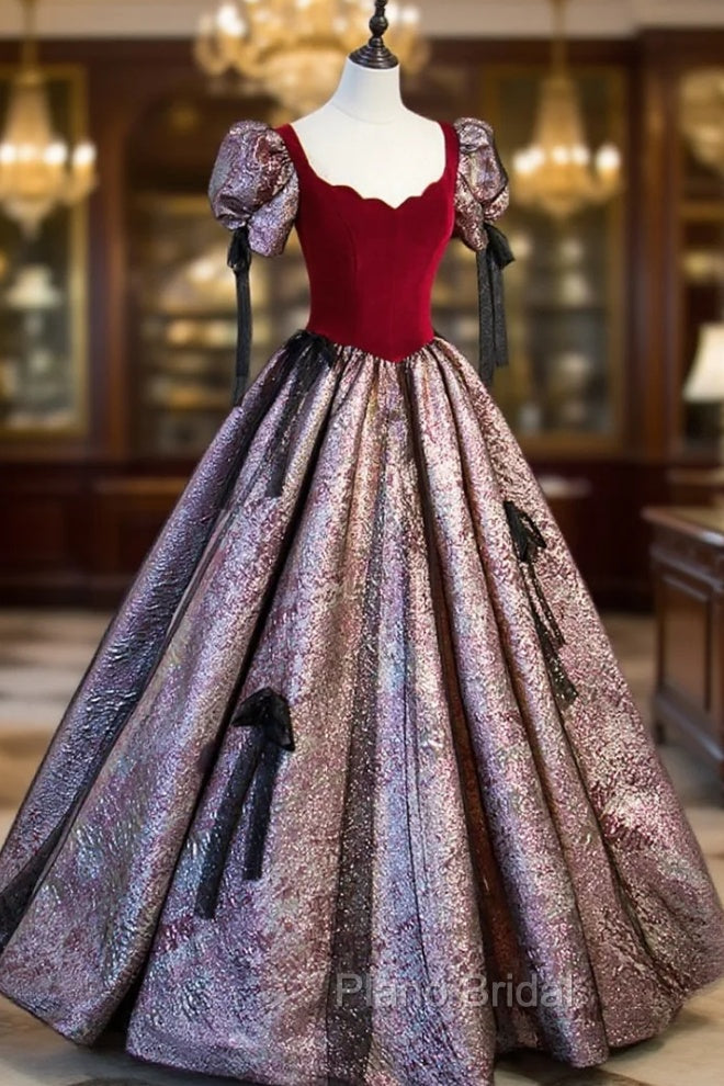 Chic A-Line Short Sleeve Formal Prom Dresses, Cute Evening Party Dresses Secondary image