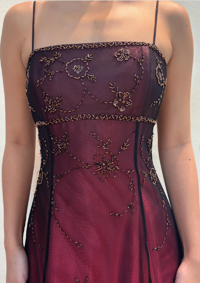 Chic A Line Spaghetti Straps Burgundy Sleeveless Formal Evening Dresses Tulle Long Formal Prom Dresses