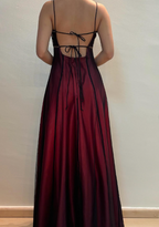 Chic A Line Spaghetti Straps Burgundy Sleeveless Formal Evening Dresses Tulle Long Formal Prom Dresses
