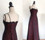 Chic A Line Spaghetti Straps Burgundy Tulle Formal Evening Dresses Long Formal Prom Dresses
