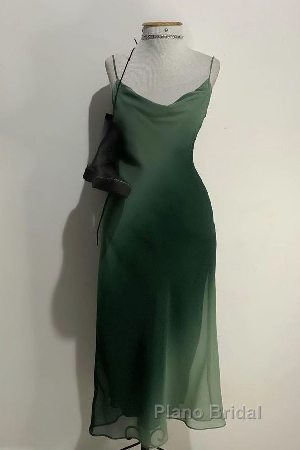 Chic A Line Spaghetti Straps Green Chiffon Evening Dresses Formal Prom Dresses Secondary image