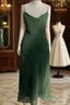 Chic A Line Spaghetti Straps Green Chiffon Evening Dresses Formal Prom Dresses