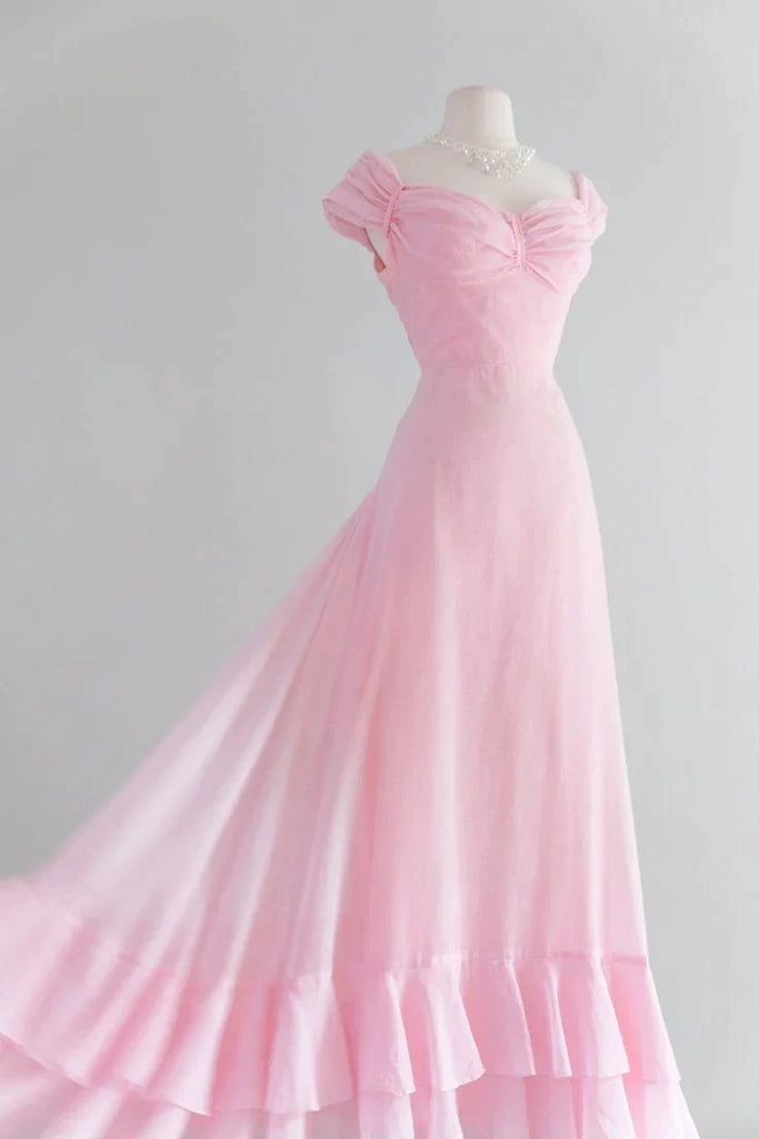Chic A Line Sweetheart Pink Satin Long Formal Evening Dresses Formal Prom Dresses Secondary image