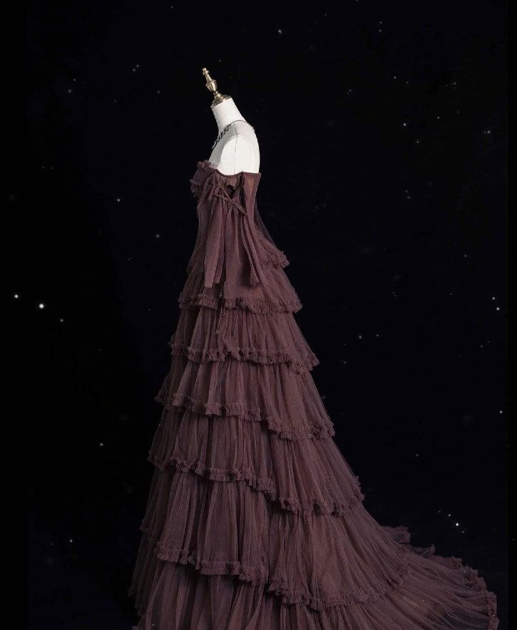 Chic Ball Gown Off The Shoulder Long Sleeves Formal Evening Dresses Tulle Long Formal Prom Dresses
