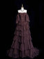 Chic Ball Gown Off The Shoulder Long Sleeves Formal Evening Dresses Tulle Long Formal Prom Dresses