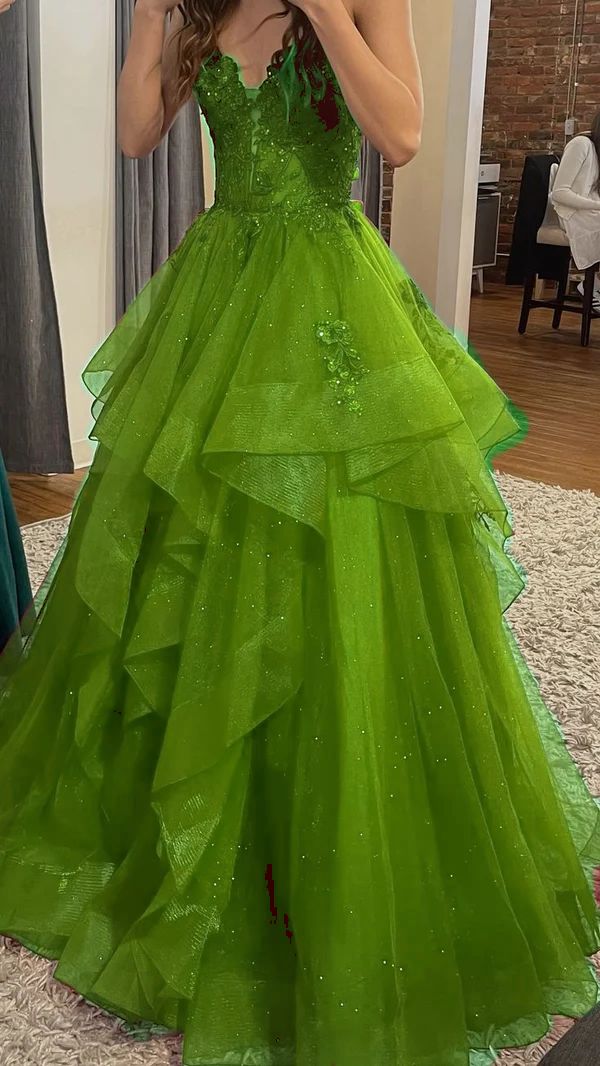 Chic Ball Gown Spaghetti Straps Burgundy Tulle Lace Long Formal Prom Dresses Formal Evening Formal Gowns