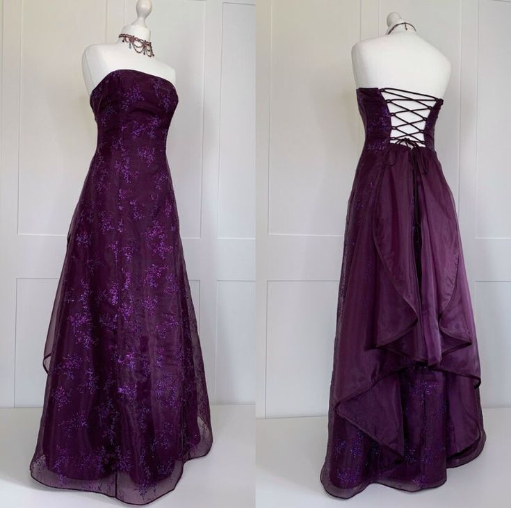 Chic Ball Gown Strapless Grape Tulle Formal Evening Dresses Long Formal Prom Dresses Main image