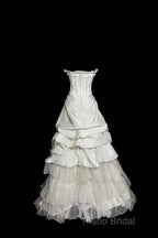 Chic Ball Gown Strapless Taffeta Ivory Long Wedding Dresses Bridal Dresses