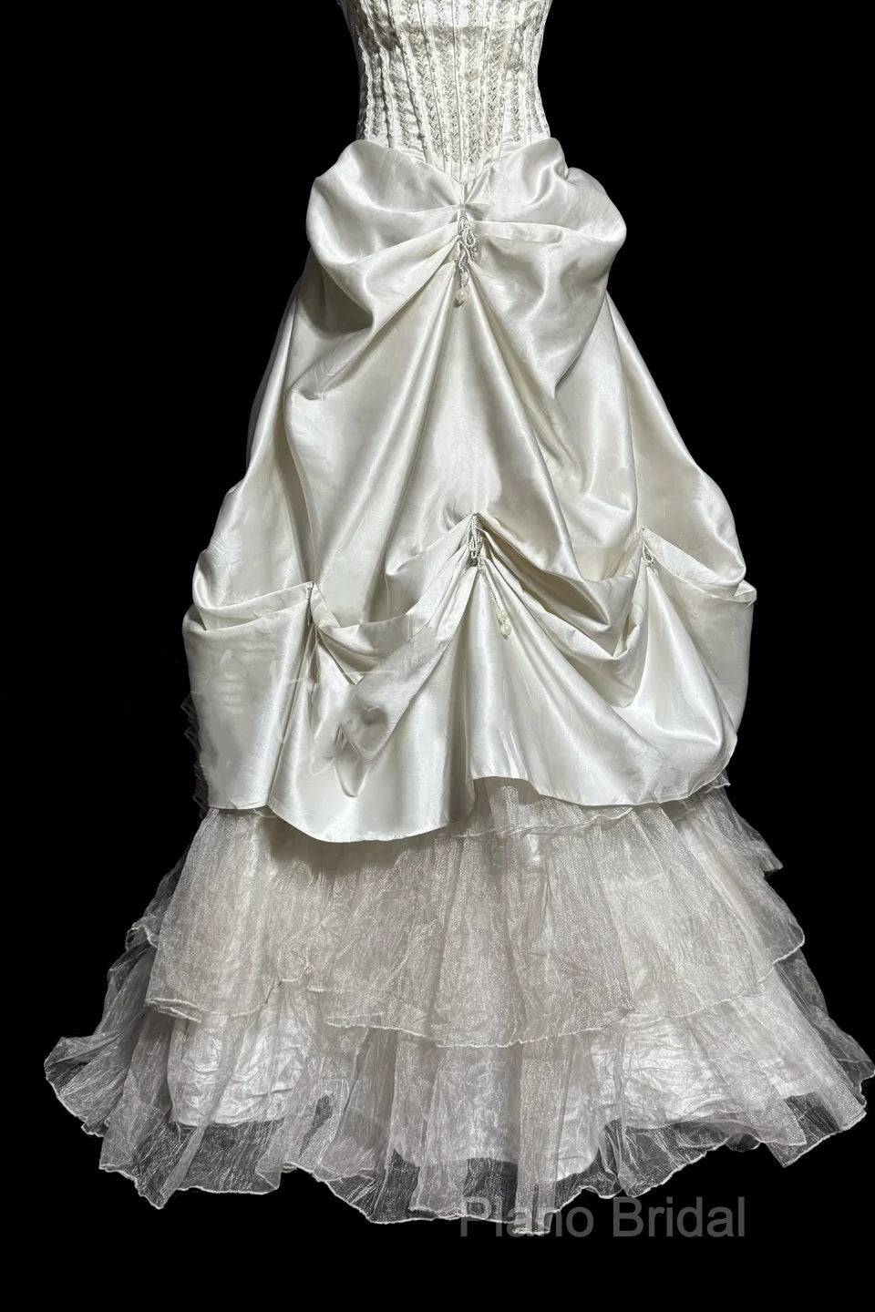 Chic Ball Gown Strapless Taffeta Ivory Long Wedding Dresses Bridal Dresses