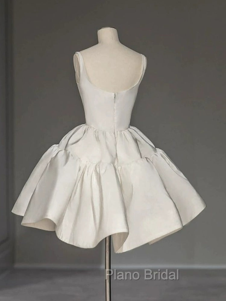 Chic Ball Gown Straps White Satin Homecoming Dresses Birthday Dresses Birthday Outfits