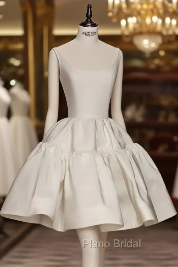 Chic Ball Gown Straps White Satin Homecoming Dresses Birthday Dresses Birthday Outfits Main image