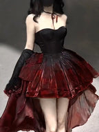 Chic Ball Gown Sweetheart Burgundy Organza Formal Prom Dresses Birthday Dresses Birthday Outfits