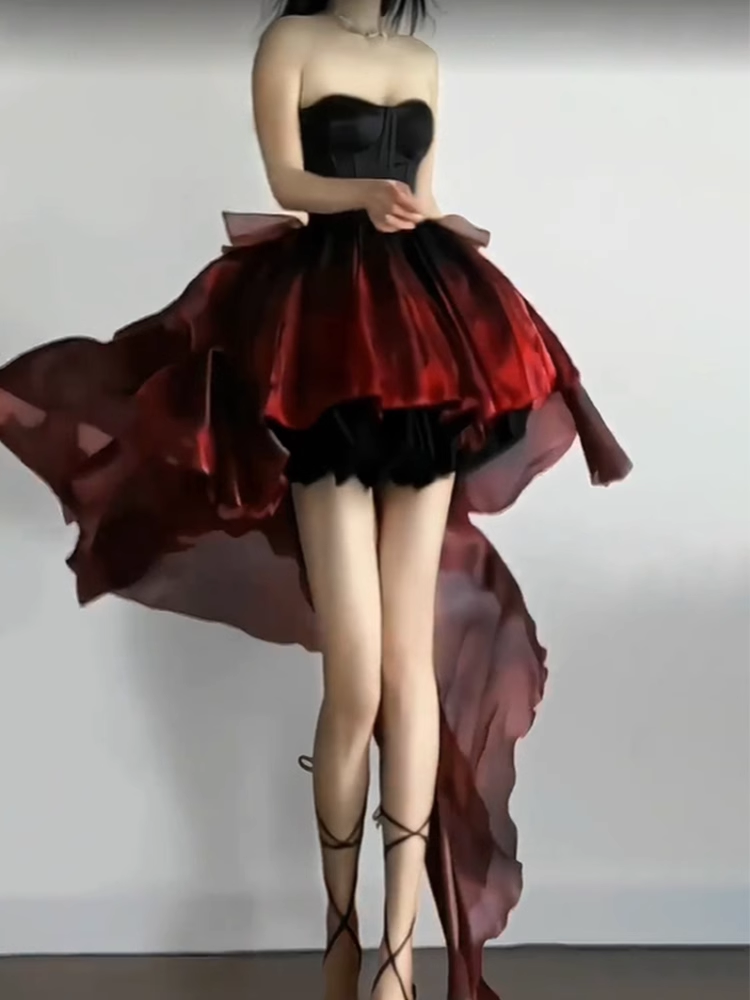 Chic Ball Gown Sweetheart Burgundy Short Birthday Dresses Birthday Outfits Secondary image