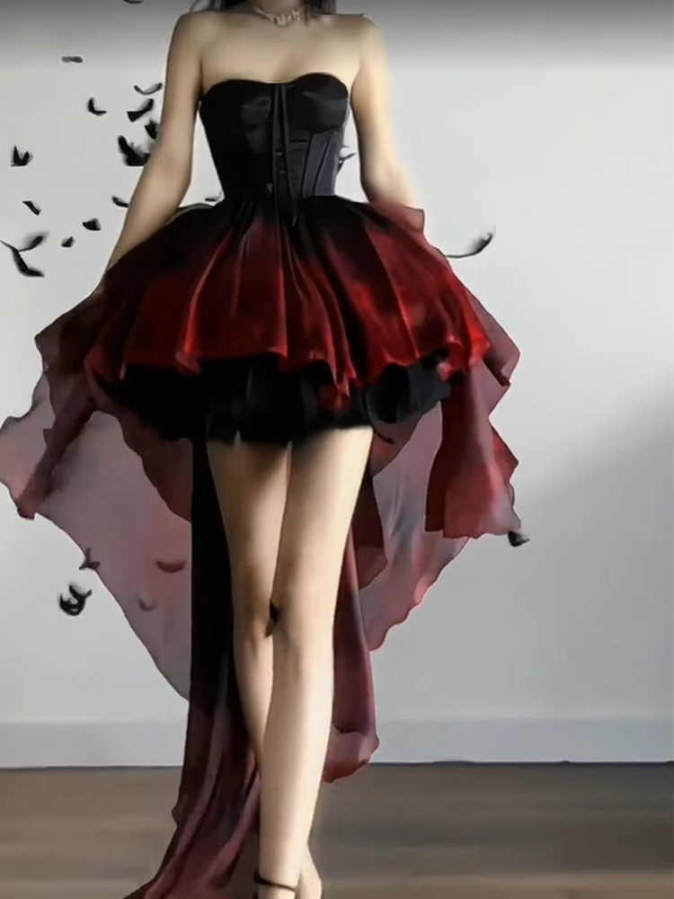 Chic Ball Gown Sweetheart Burgundy Short Birthday Dresses Birthday Outfits Main image