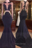 Chic Black Long-Sleeve Lace Mermaid Zipper Formal Prom Party Gowns