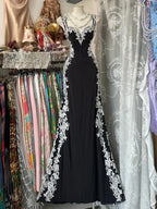 Chic Black Mermaid Spandex Straps With Lace Formal Evening Dresses, Black Long  Formal Prom Dresses