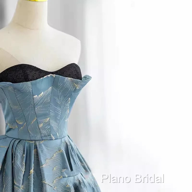 Chic Blue Strapless Long Formal Prom Dresses Fairy Formal Dresses Secondary image