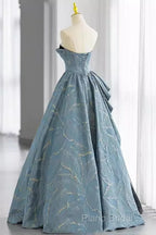 Chic Blue Strapless Long Formal Prom Dresses Fairy Formal Dresses