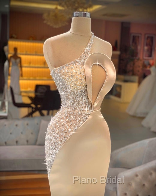 Chic Champagne Sleeveless Mermaid Formal Prom Dresses Long Evening Gowns