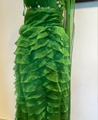 Chic Dark Green One-Shoulder Layered Ruffle Chiffon Long Formal Prom Dresses