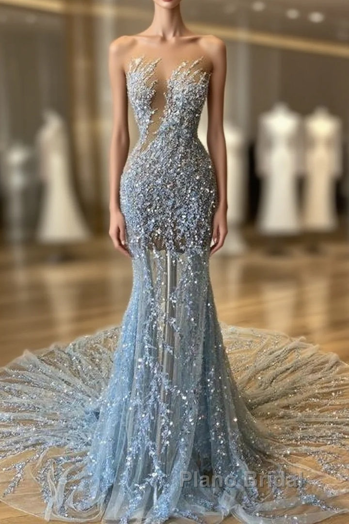 Chic Gray Formal Prom Dresses Sexy Evening Dresses