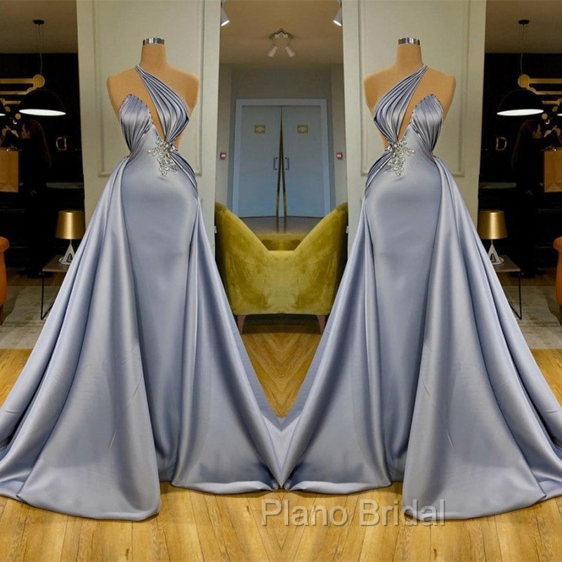 Chic Halter Beadings Long Evening Dresses With Detachable Skirt