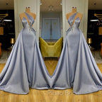 Chic Halter Beadings Long Evening Dresses With Detachable Skirt