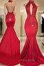 Chic Halter Mermaid Formal Prom Party GownsLong With Lace Appliques