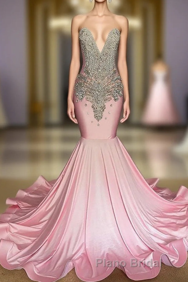 Chic High-neck Sleeveless Mermaid Formal Prom Dress With Beading Main image