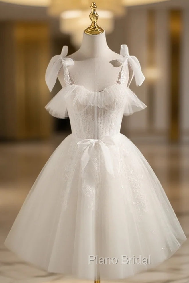 Chic Ivory Tulle Homecoming Dresses with Lace, Short Sweetheart Formal Prom Dresses