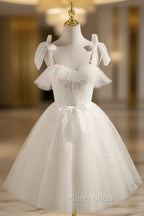Chic Ivory Tulle Homecoming Dresses with Lace, Short Sweetheart Formal Prom Dresses