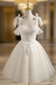 Chic Ivory Tulle Homecoming Dresses with Lace, Short Sweetheart Formal Prom Dresses