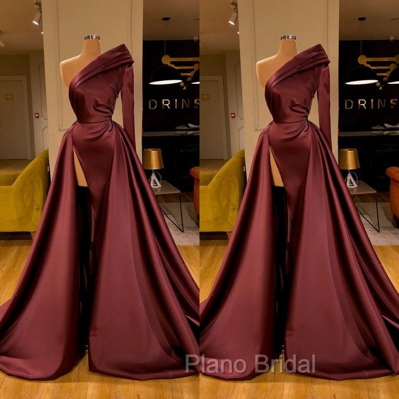 Chic Long Sleeve One Sleeve Evening Dresses With Split On Sale Secondary image