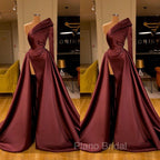 Chic Long Sleeve One Sleeve Evening Dresses With Split On Sale