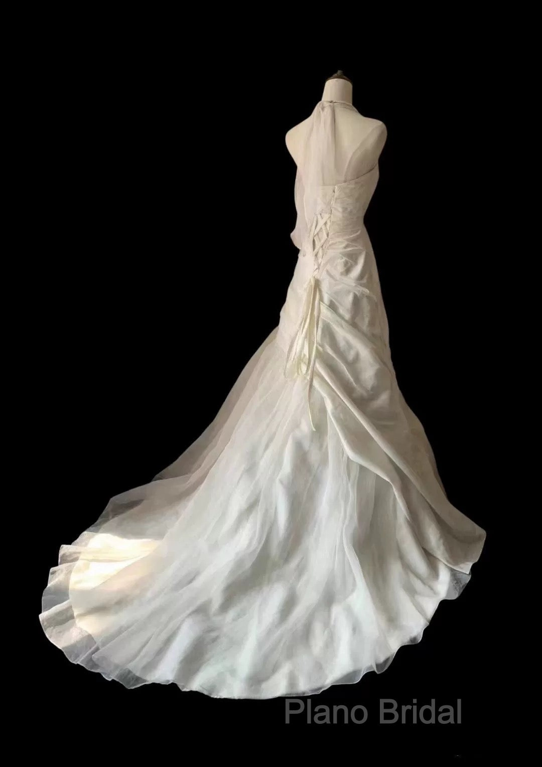 Chic Mermaid Halter Satin Ivory Long Wedding Dresses Bridal Dresses Secondary image