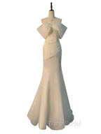 Chic Mermaid Off The Shoulder Short Sleeves Ivory Chiffon Wedding Dresses With Ruffles