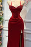 Chic Mermaid Spaghetti StrapsSatin  Long Formal Dresses With Beading Wedding Guest Dresses