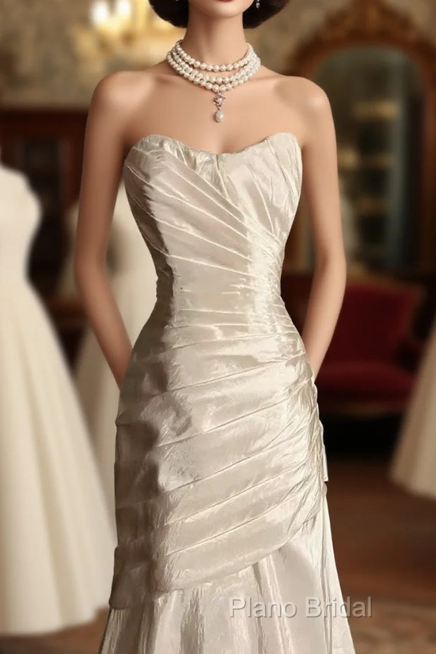 Chic Mermaid Sweetheart Taffeta Ivory Long Wedding Dresses Bridal Dresses Main image