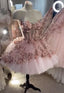 Chic Pink Formal Prom Dresses Hand Made Flowers 18Th Birthday Outfits